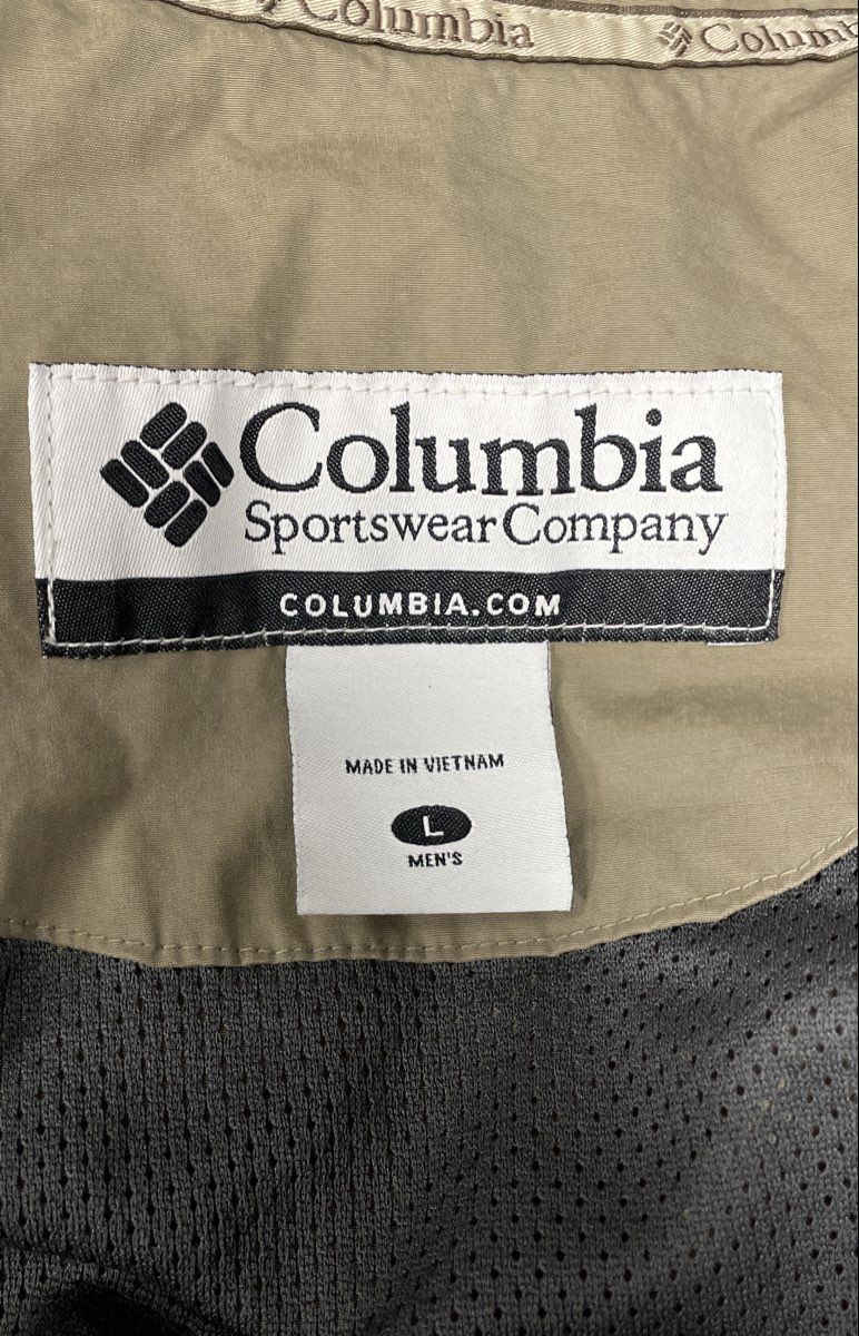 Columbia Men's Full Zip Vented Windbreaker Jacket Olive Khaki Mesh Lined Sz L