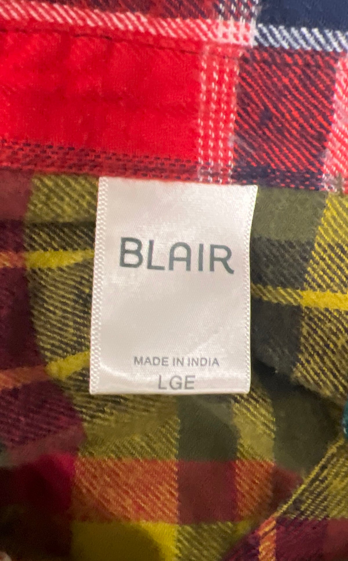 Blair Women's Patchwork Plaid Floral Embroidered Flannel Button Down Shirt Sz L