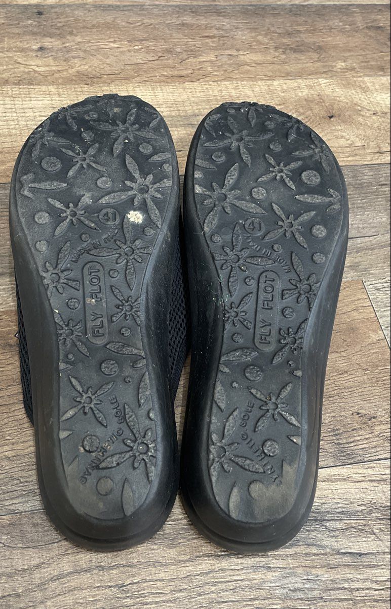 Fly Flot Black Mesh Anti-Shock Slip-On Clogs Mules Made in Italy Size 41