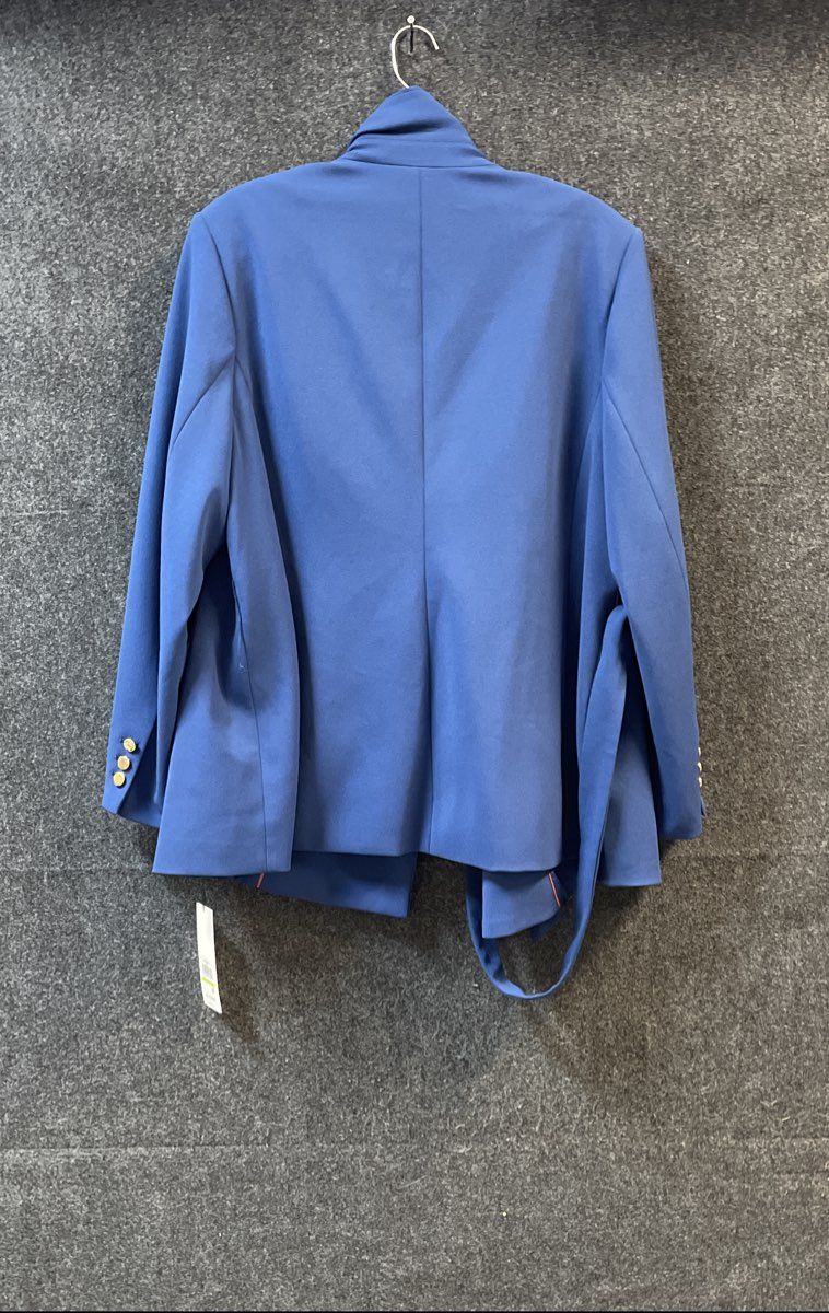 Calvin Klein Women's Blue Belted Peaked Lapel Open Front Blazer NWT Sz 18W