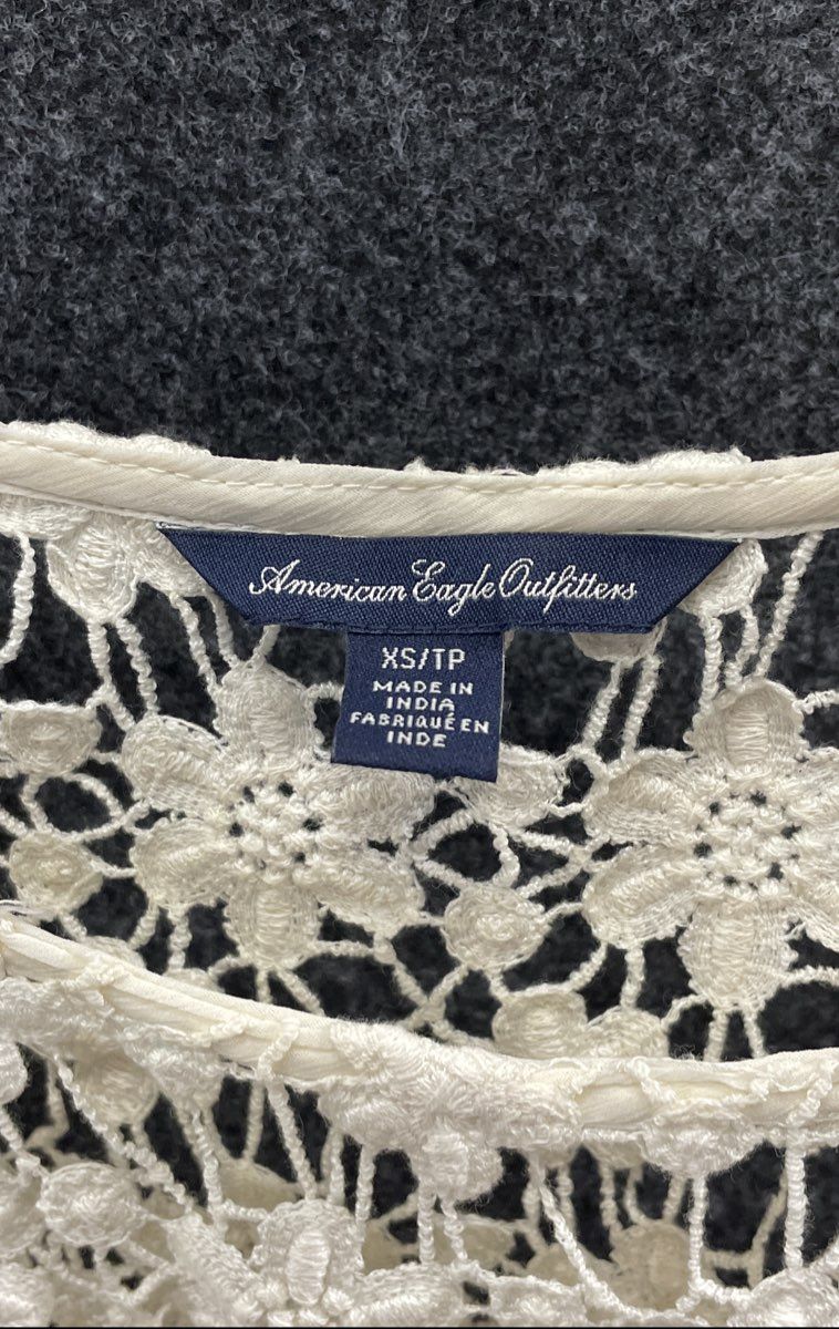 American Eagle Outfitters Women's White Floral Crochet Sleeveless Dress Sz XS