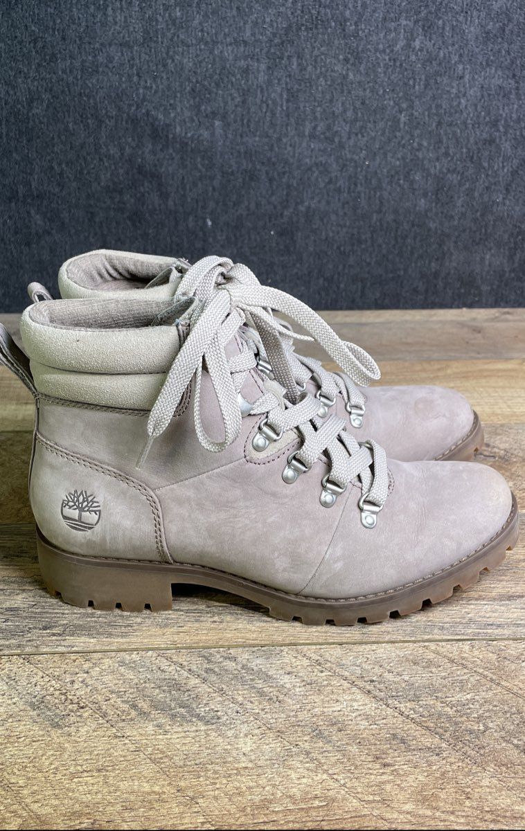 Timberland Ellendale Taupe Leather Mid Hiker Boots Women's Size 6