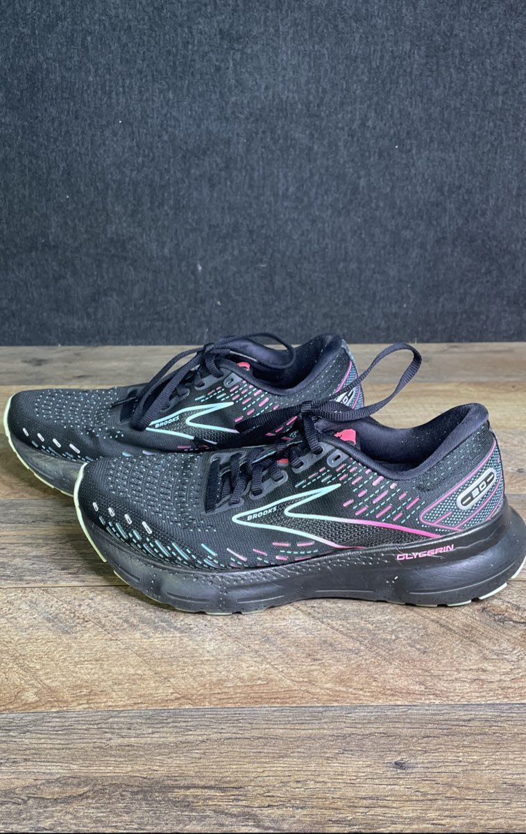 Brooks Glycerin 20 Black Teal Pink Women's Running Shoes Size 7.5