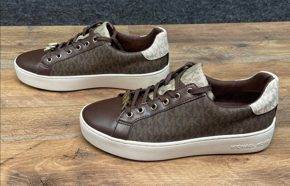 Michael Kors Poppy Brown Signature Logo Platform Sneakers Women's Size 9
