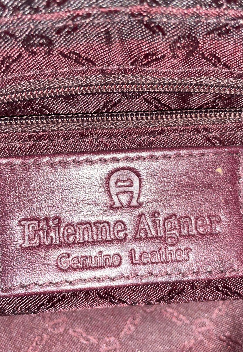 Vintage Etienne Aigner Burgundy Leather Baguette Shoulder Bag Gold Hardware
