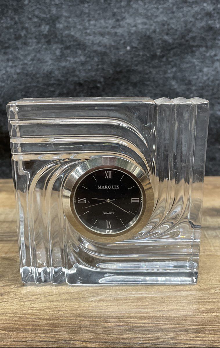 Marquis by Waterford Artesia Crystal Cube Desk Clock Vintage