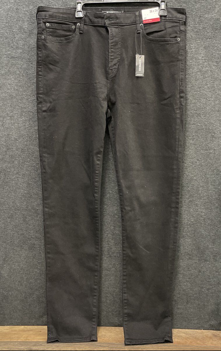 Express Men's Slim Hyper Stretch Black Pants NWT Size 36x34