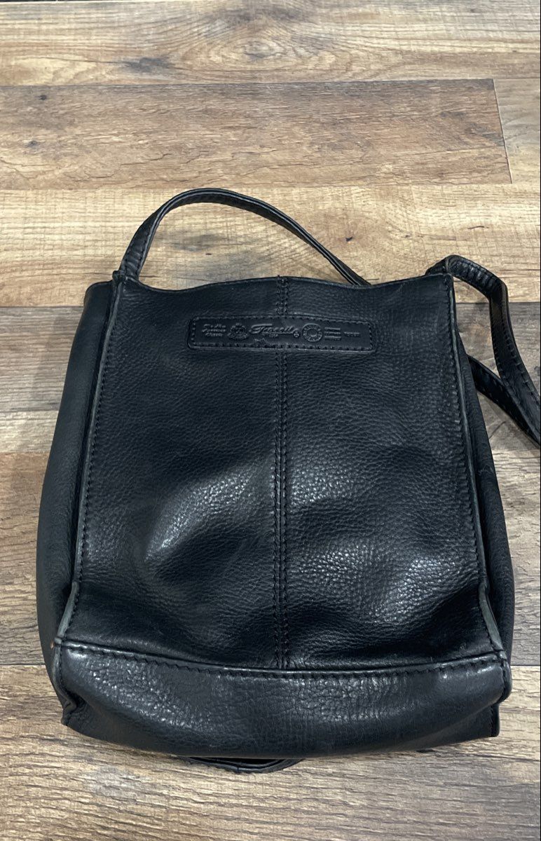 Fossil Black Pebbled Leather Crossbody Bag Vintage Travel Messenger Purse