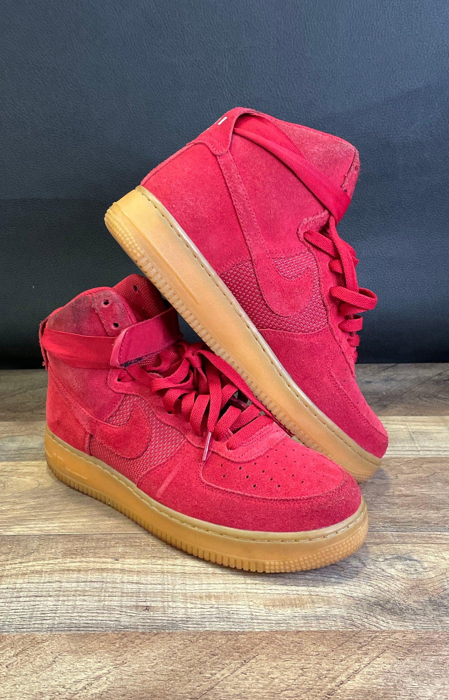 Nike Air Force 1 High '07 LV8 Gym Red Gum Suede Sneakers Size 8