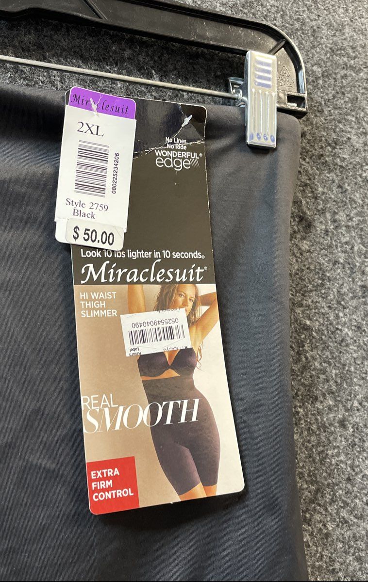 Miraclesuit Women's Black Real Smooth Hi Waist Thigh Slimmer Sz 2XL NWT