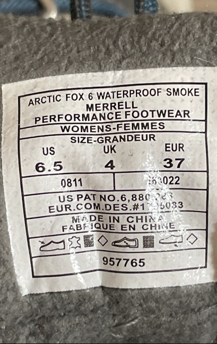 Merrell Arctic Fox 6 Waterproof Smoke Blue Winter Hiking Boots Womens Sz 6.5