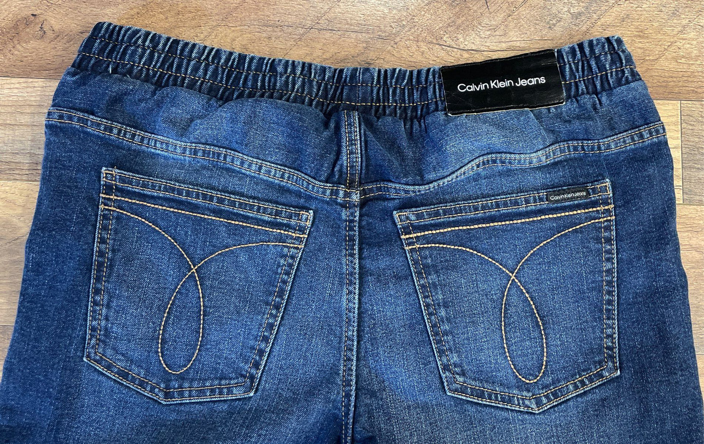 Calvin Klein Jeans Boys' Slim Straight Blue Elastic Drawstring Jeans Sz 20