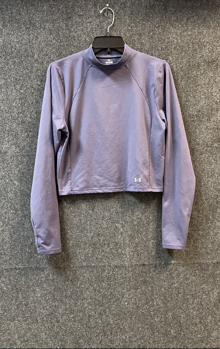 Under Armour Women's Purple Cropped Mock Neck Long Sleeve Shirt Sz XL