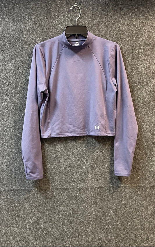 Under Armour Women's Purple Cropped Mock Neck Long Sleeve Shirt Sz XL
