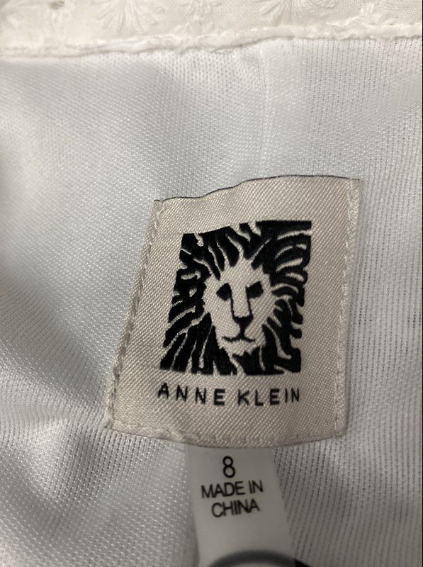 Anne Klein Women's Bright White Eyelet Sleeveless Button Front Shirt Dress NWT 8