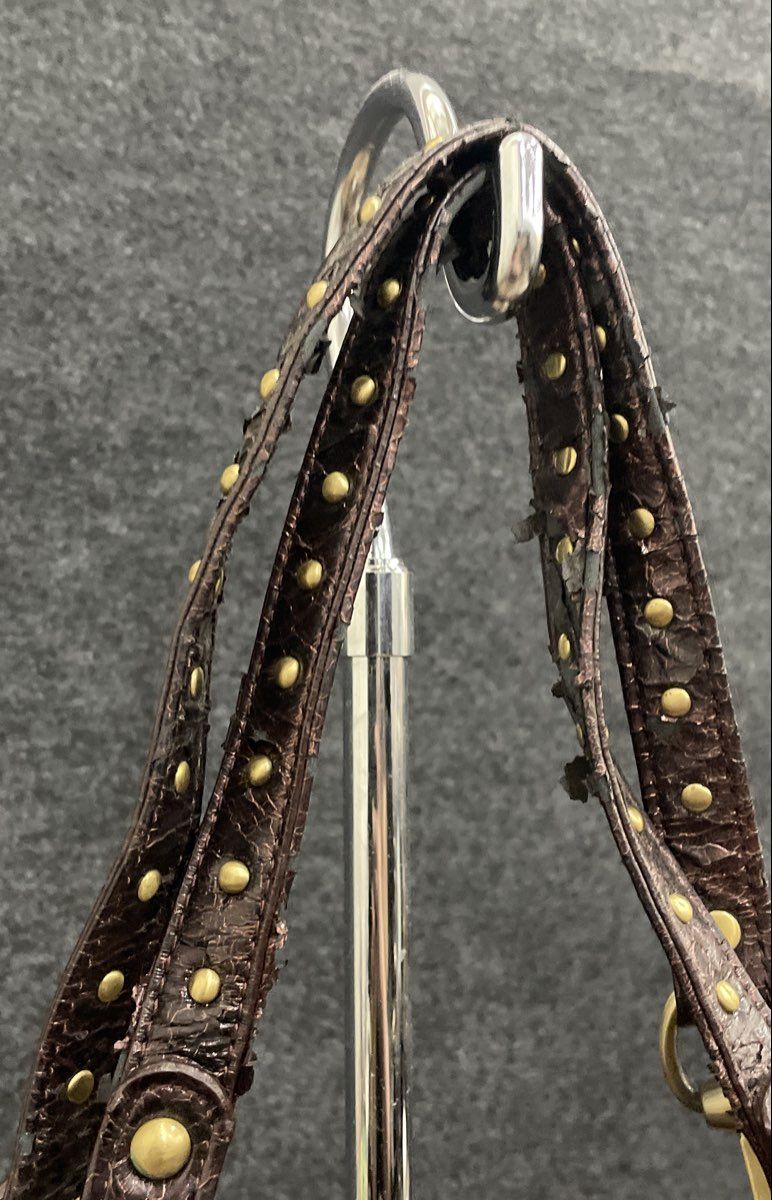 Miche Burgundy Faux Crocodile Studded Crystal Accent Shoulder Satchel Bag