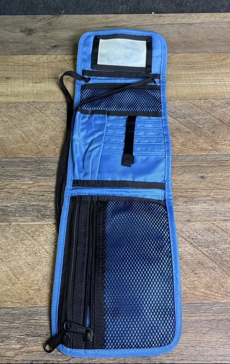L.L. Bean Blue Travel Passport Organizer Neck Wallet Pouch with Strap
