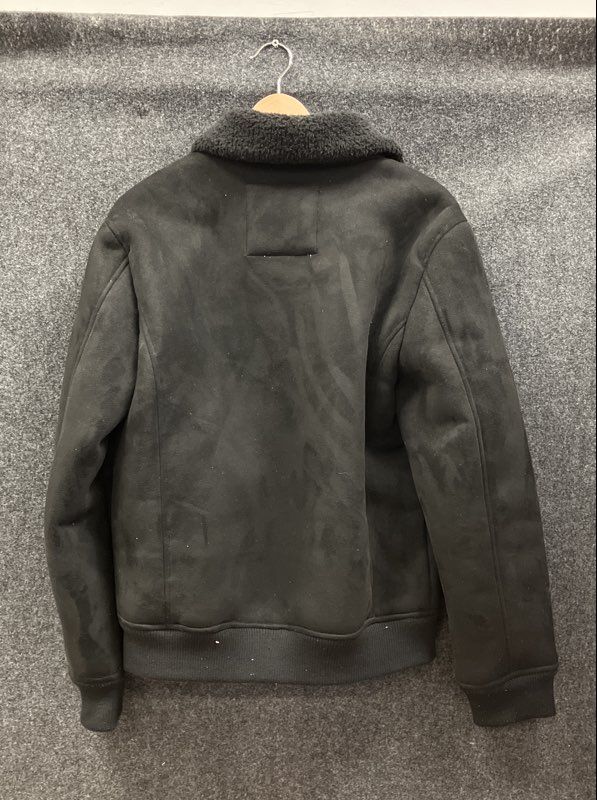 DKNY Men's Black Faux Suede Sherpa Lined Bomber Jacket Size S