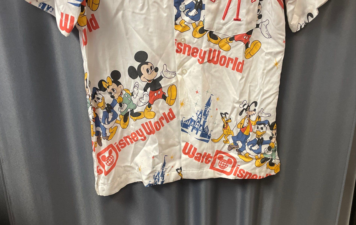 Walt Disney World 50th Anniversary Vault Collection Aloha Shirt White Mickey XS