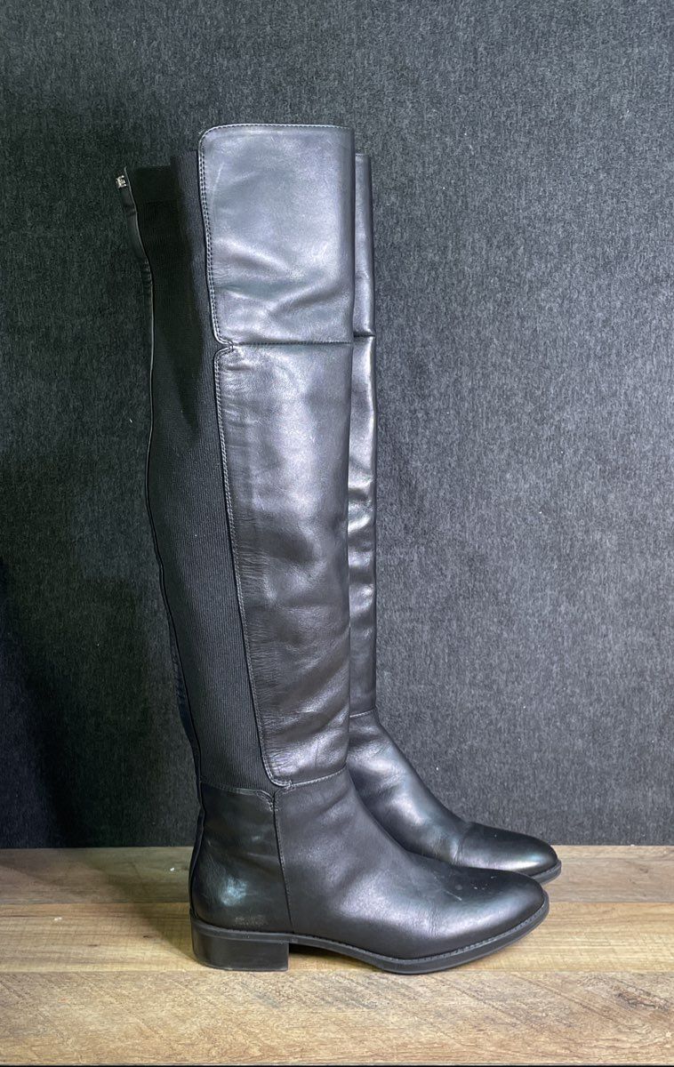 Sam Edelman Posie Black Leather Over-The-Knee Boots Women's Size 8