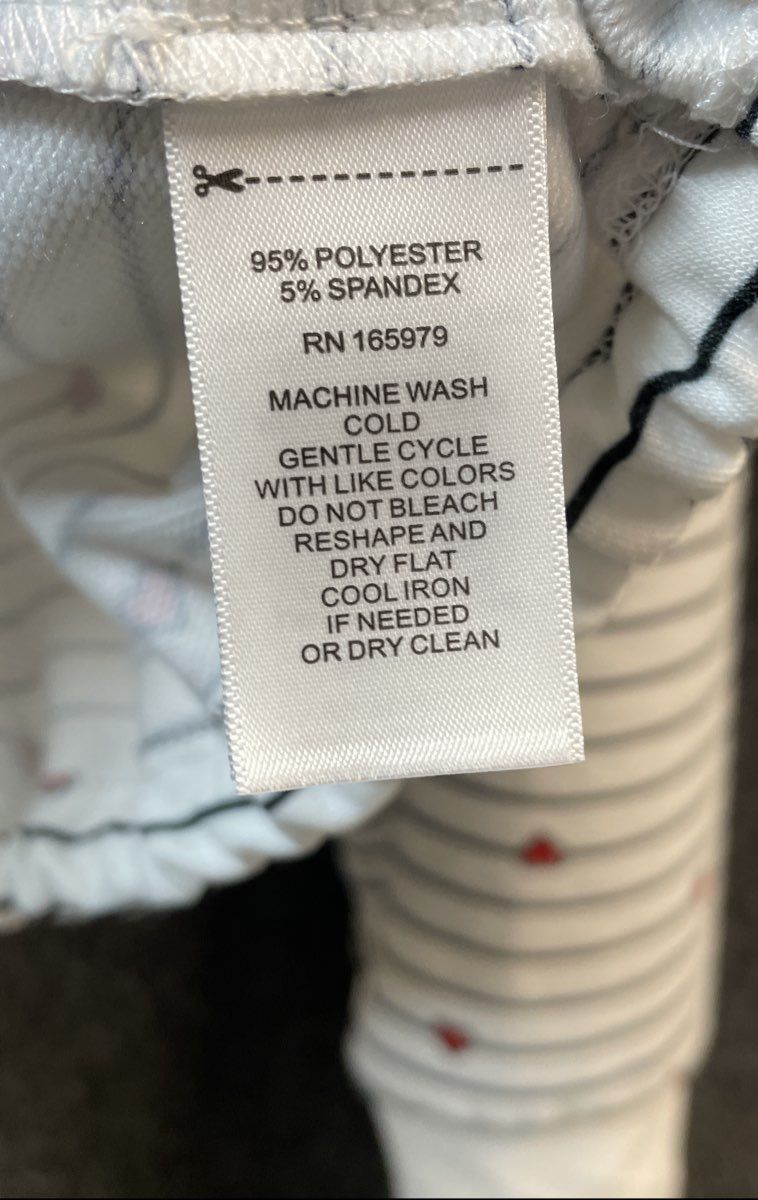 Cupio Blush Women's Shirt Top White Striped Red Hearts Drawstring Hem Size L
