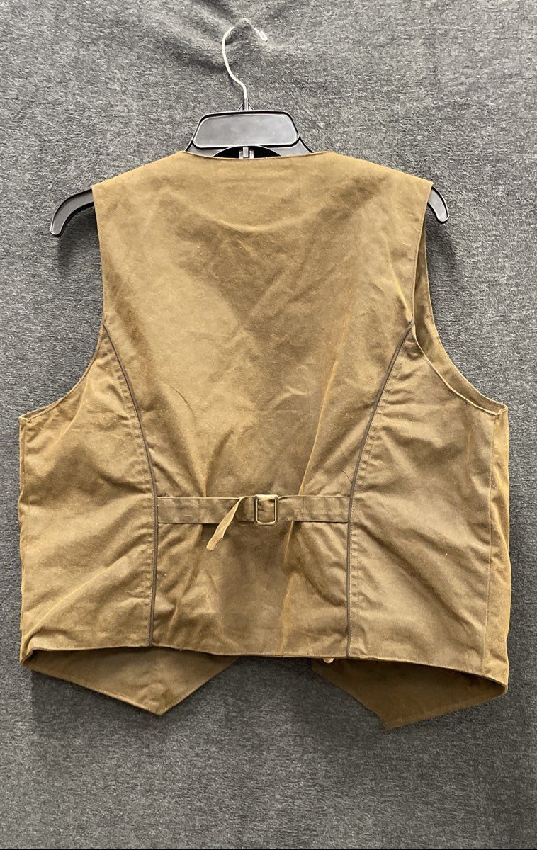 Outback Trading Co Men's Brown Oilskin Blanket Lined Western Snap Vest Sz SM