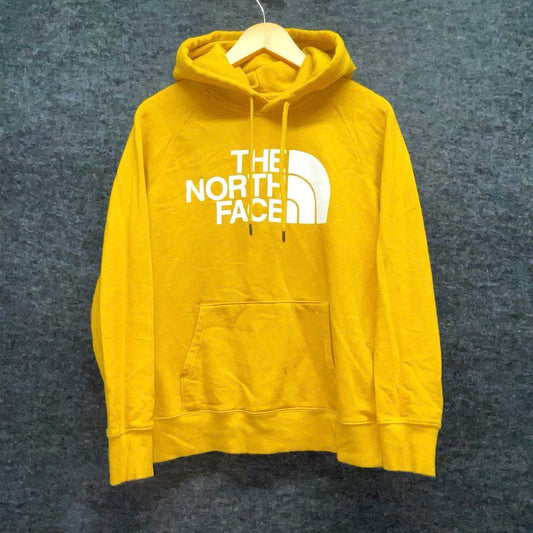 The North Face Women's Half Dome Pullover Hoodie Mustard Yellow Logo Sz S