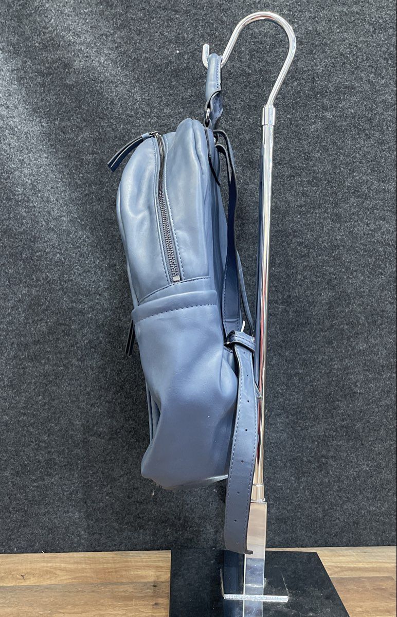 Simply Vera Vera Wang Blue Leather Backpack Large Rucksack Gunmetal Hardware