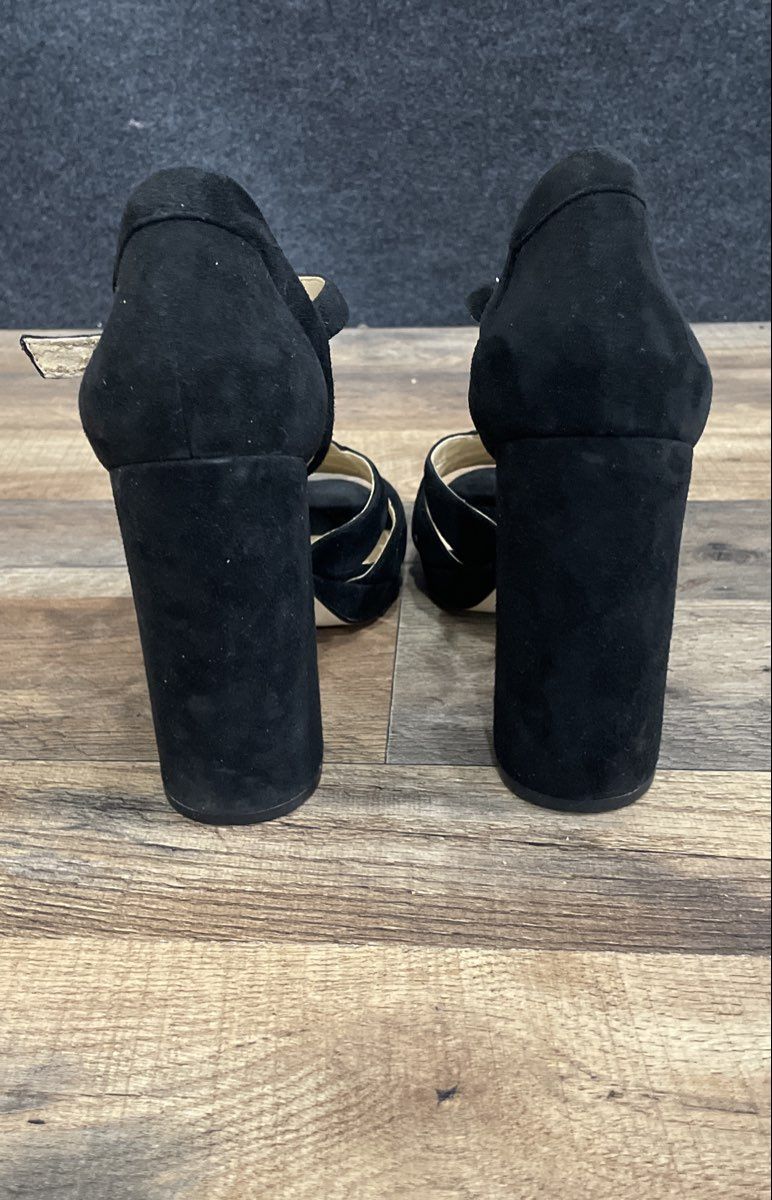 Michael Kors Black Suede Block Heel Platform Ankle Strap Sandals Size 10M