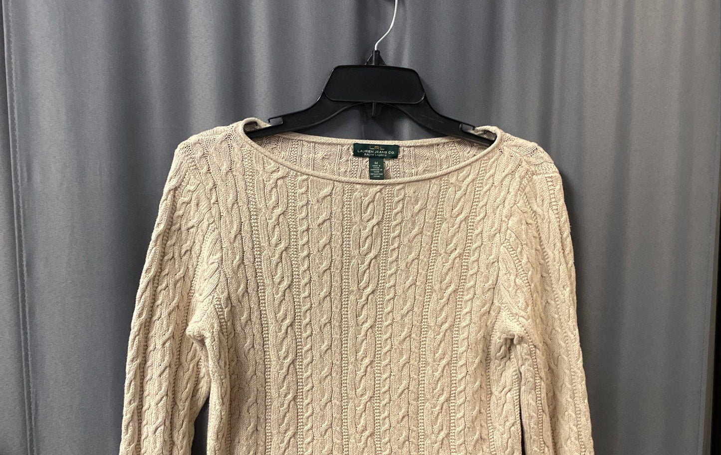 Lauren Jeans Co. Ralph Lauren Women's Beige Cable Knit Cotton Sweater Sz M