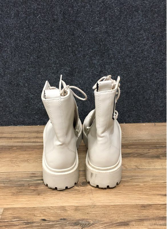 Zara Wednesday Nevermore Academy Cream Platform Combat Boots Size 36