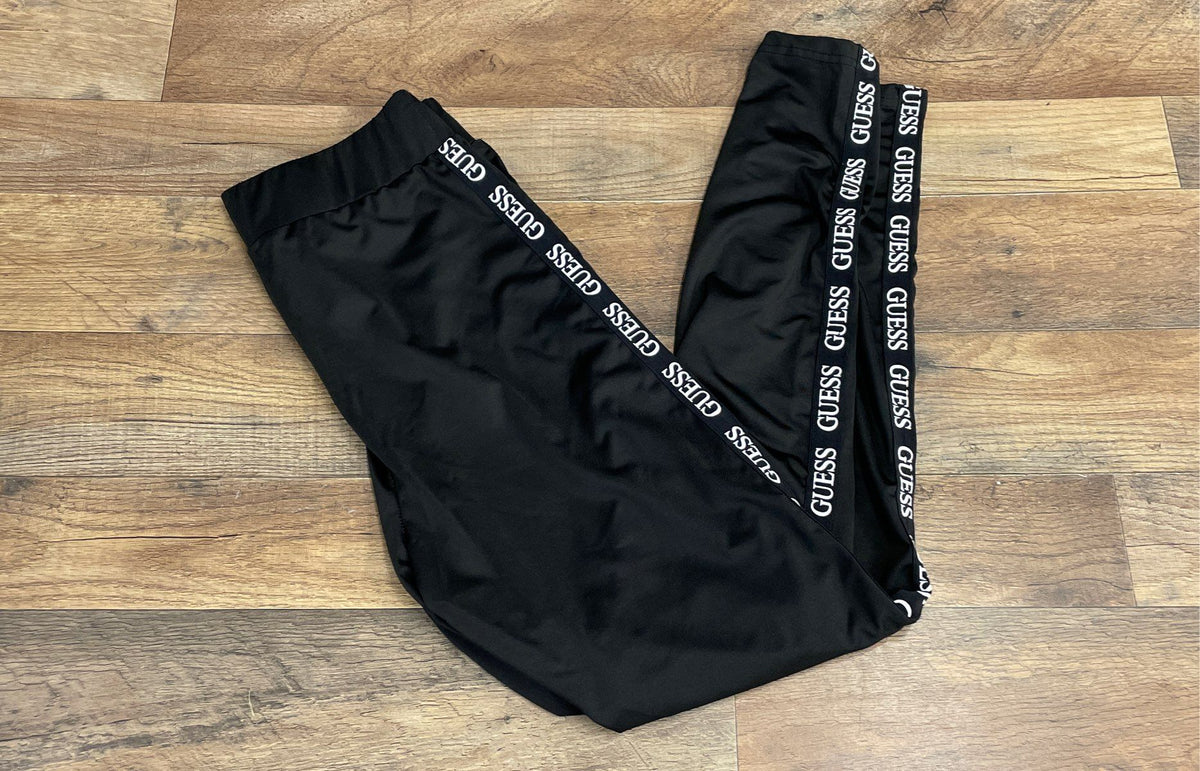GUESS Women's Black Logo Side Tape Athleisure Leggings Sz S