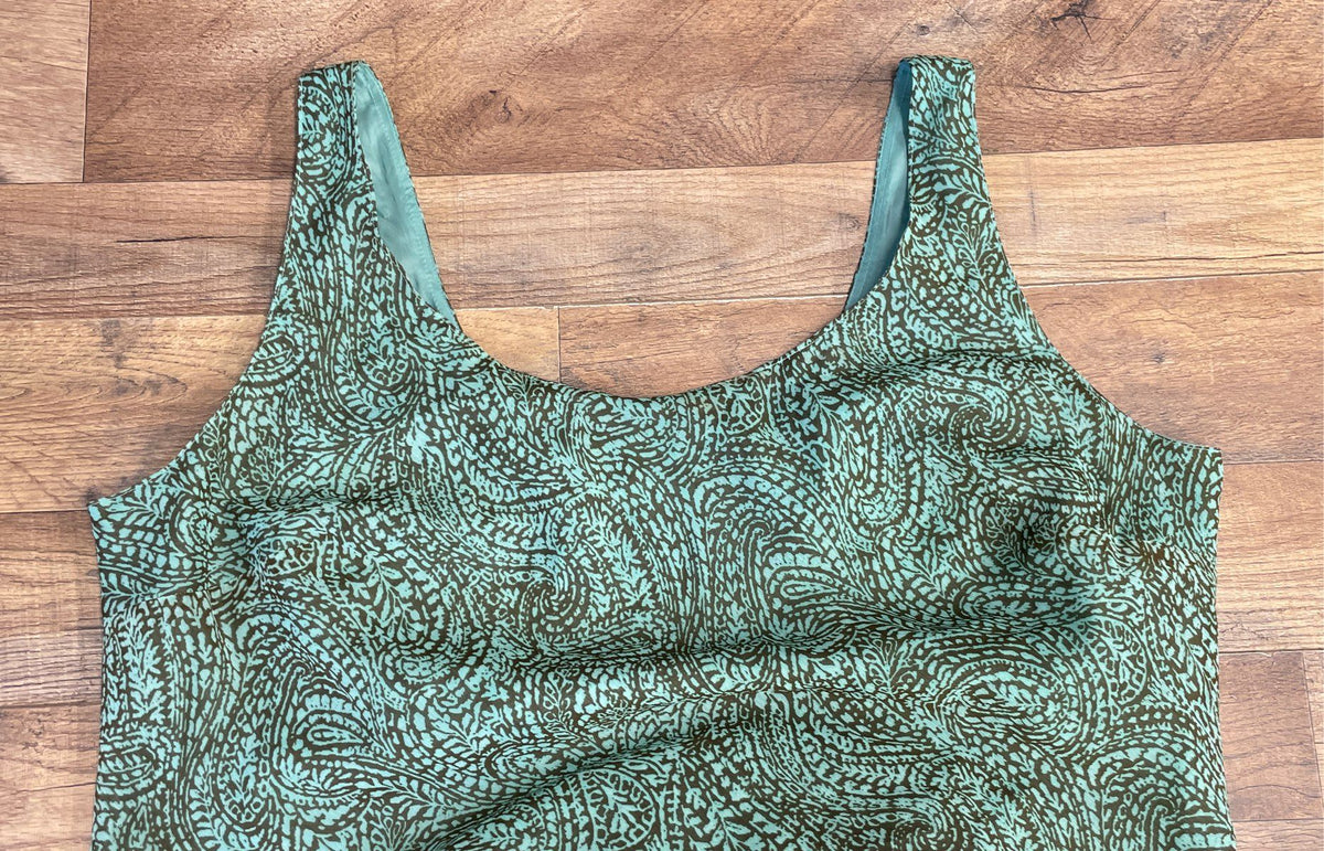 Jones Studio Women's Teal Green Paisley Ruffled Tiered Maxi Dress Sz 20W