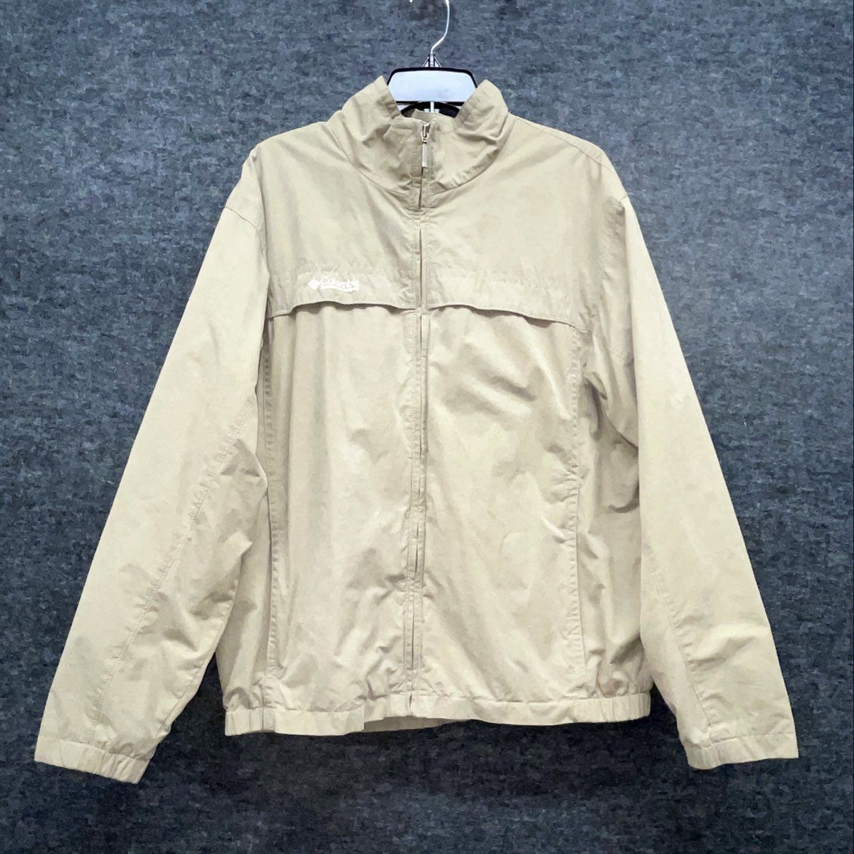 Columbia Men's Full Zip Vented Windbreaker Jacket Olive Khaki Mesh Lined Sz L