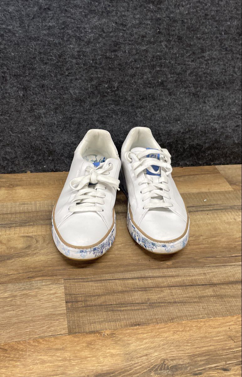 Cole Haan Grand Crosscourt White Blue Floral Leather Sneakers Women's Size 9.5
