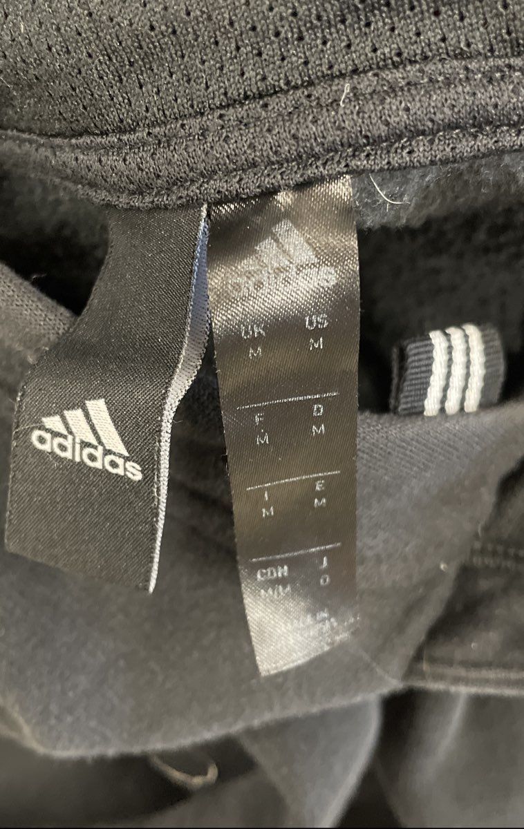 Adidas Men's Black Wrap Around Logo Fleece Pullover Hoodie Sz M