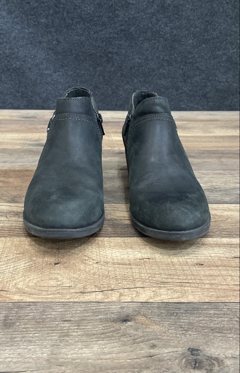 Clarks Collection Cologne Zip Black Nubuck Leather Ankle Boots Women's Size 8