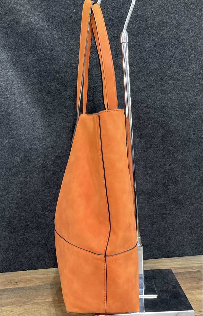 K Carroll Orange Leather Large Tote Bag Shoulder Handbag Top Handle