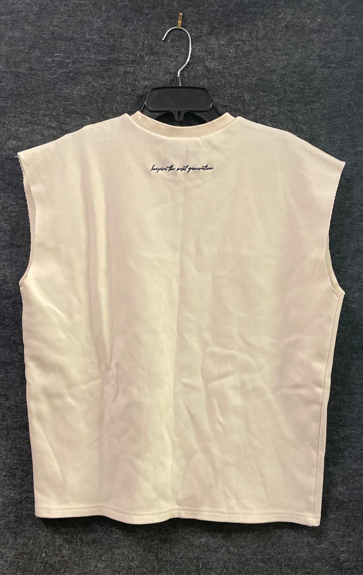 Youngla Men's 328 Pump Cover Cutoff Muscle Shirt Cream Embroidered Sz M