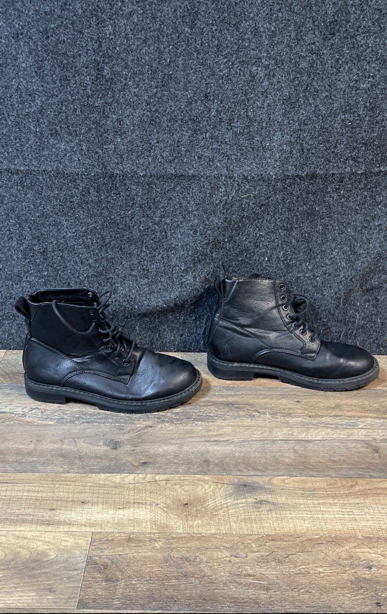 Portland Boot Company Black Synthetic Leather Lace-Up Combat Boots Size 8