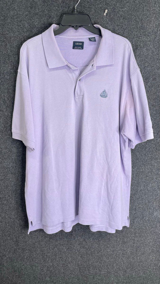 IZOD Men's Lavender Silk Wash 100% Cotton Short Sleeve Polo Shirt Size XL