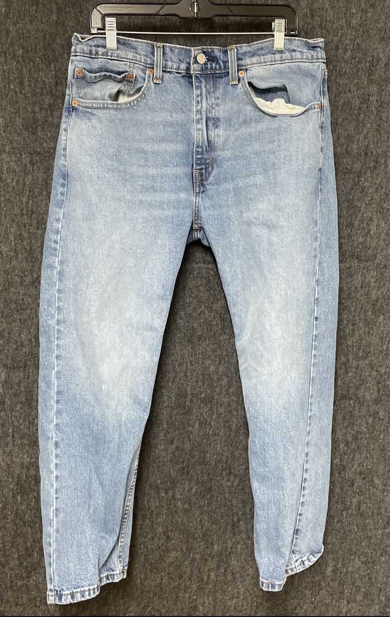 Levi's Men's 505 Regular Fit Straight Leg Light Wash Blue Stretch Jeans 36x29