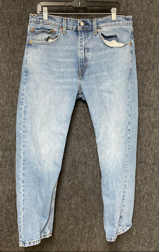 Levi's Men's 505 Regular Fit Straight Leg Light Wash Blue Stretch Jeans 36x29