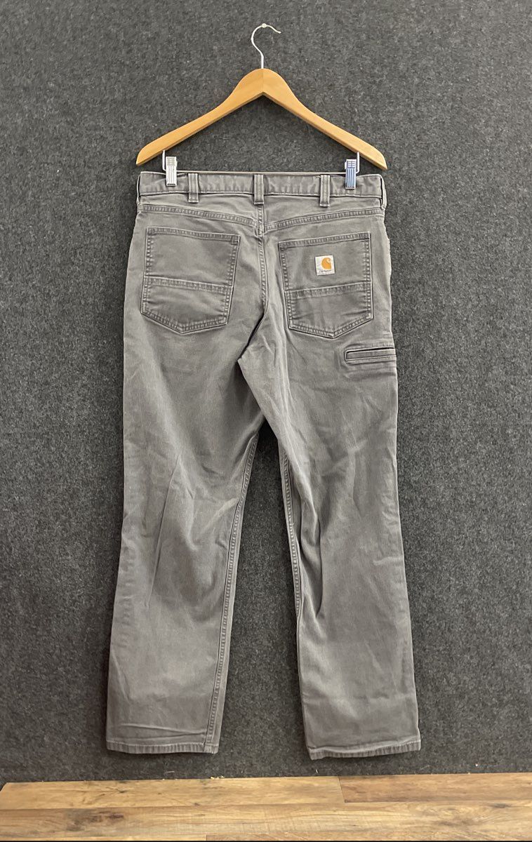 Carhartt Men's Grey Relaxed Fit Canvas Work Carpenter Pants Size 34x32