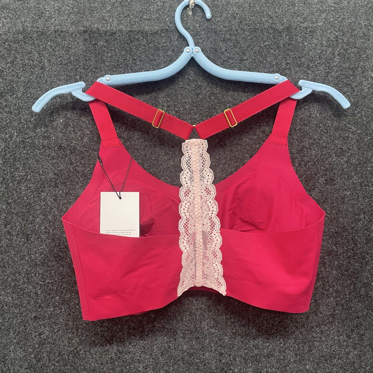 Knix Women's Knixy Lace Racerback Bralette Pomegranate Red Seamless NWT Sz M+