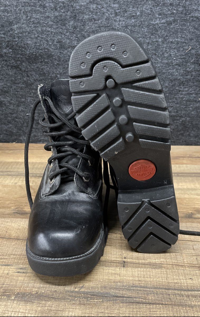 Vintage 90s Harley-Davidson Leather Moto Biker Lace Up Ankle Boots Sz 7
