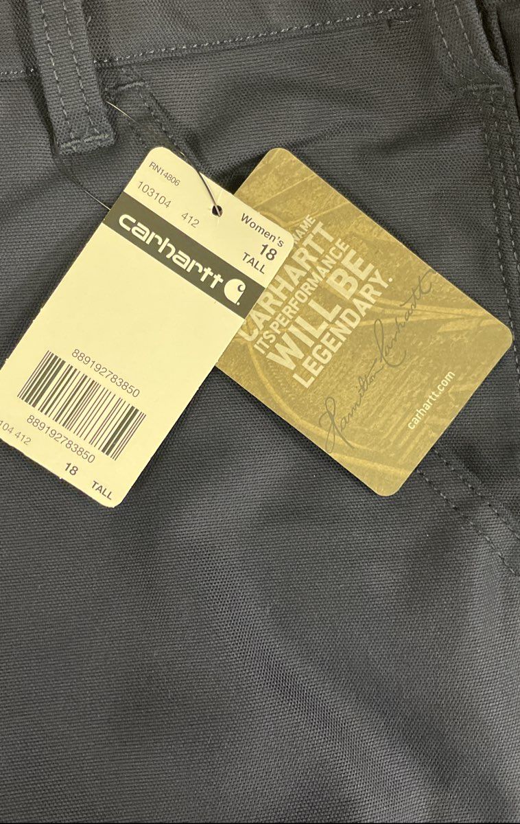 Carhartt Women's Rugged Flex Canvas Work Pants Navy Blue 103104 NWT Sz 18 Tall