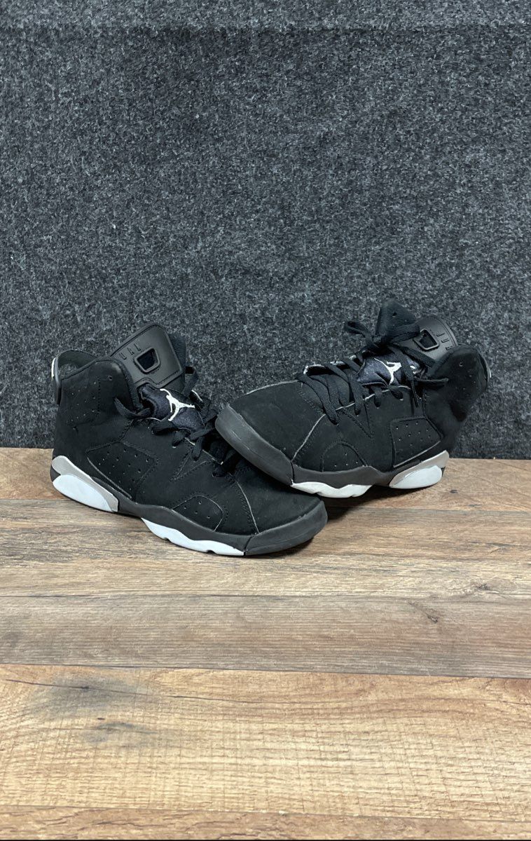 Nike Air Jordan 6 Retro Chrome Black Metallic Silver GS Size 2.5Y