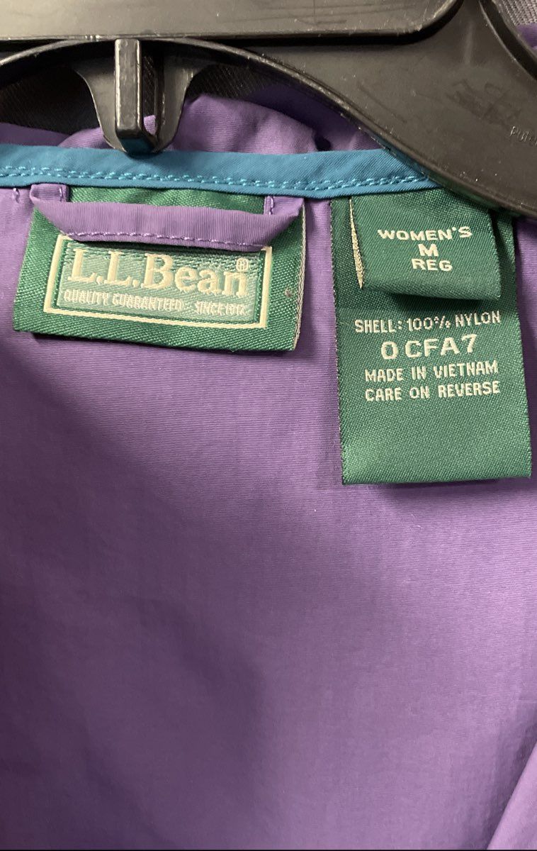 L.L. Bean Women's Purple Teal Half-Zip Hooded Windbreaker Anorak Jacket Sz M
