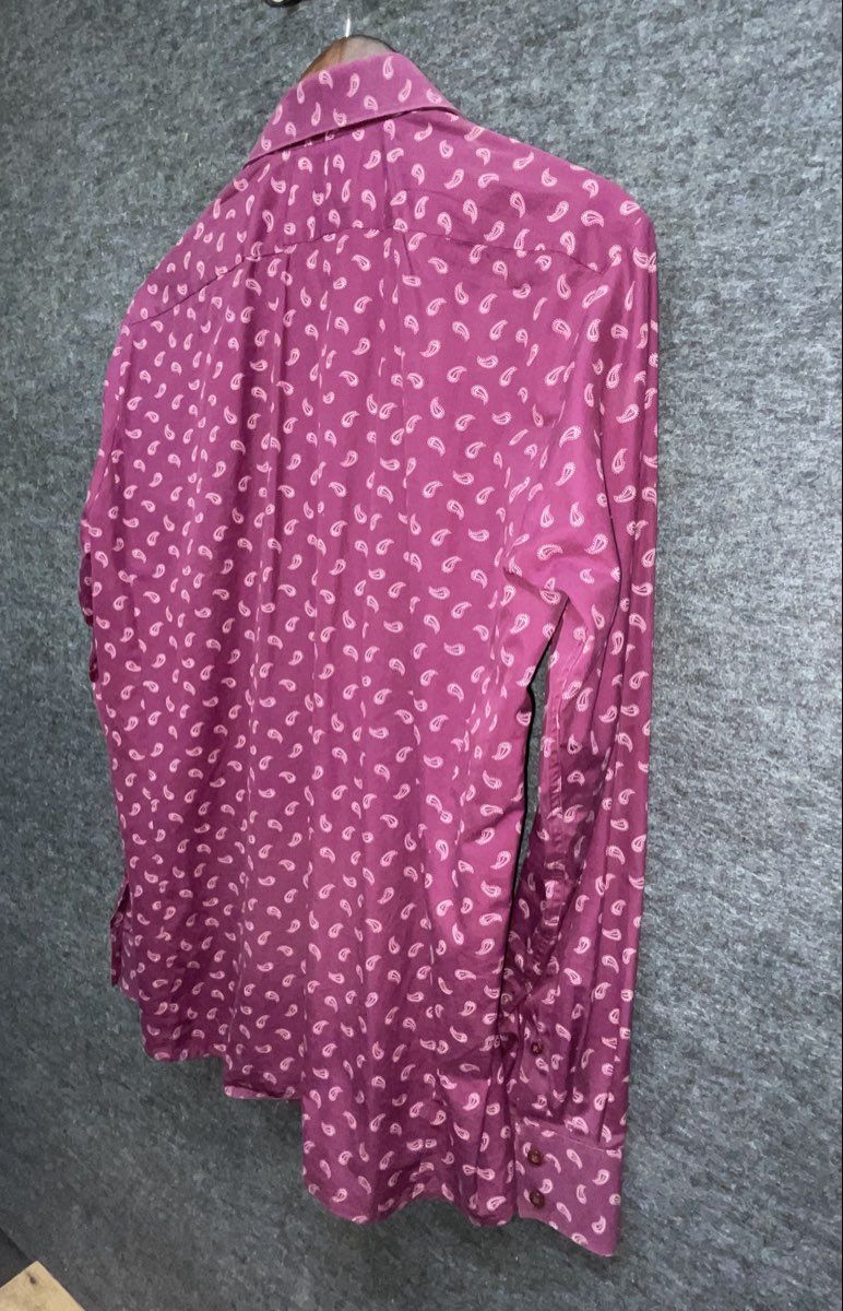 Thomas Pink Men's Purple Paisley Slim Fit Cotton Long Sleeve Shirt Sz 15.5 39